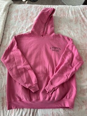 Pink Campco hoodie with black writing #campco #pink